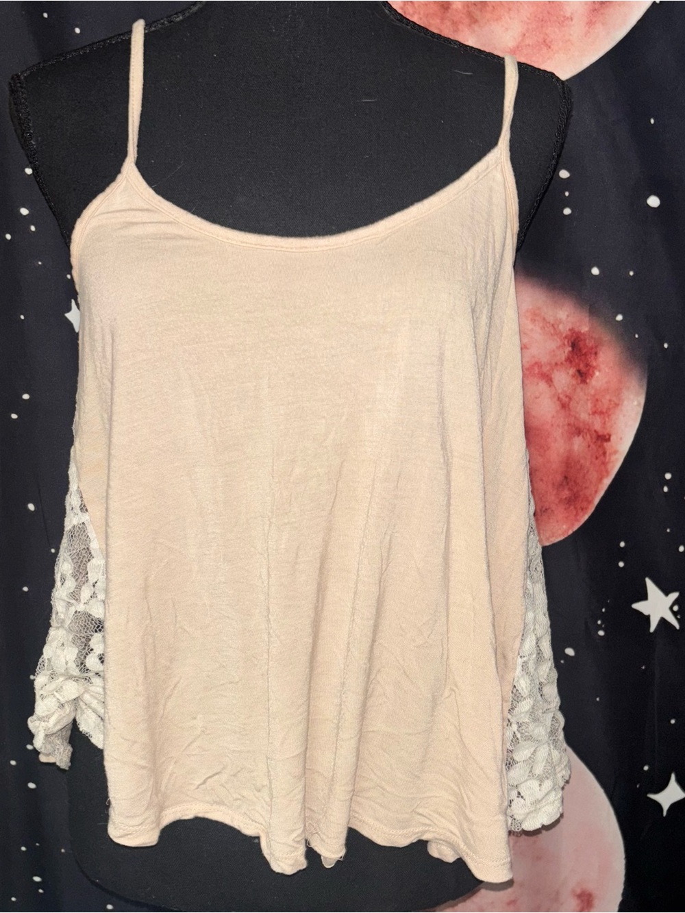 Rue21 Cream Lace-Sleeve Spaghetti Strap Camisole